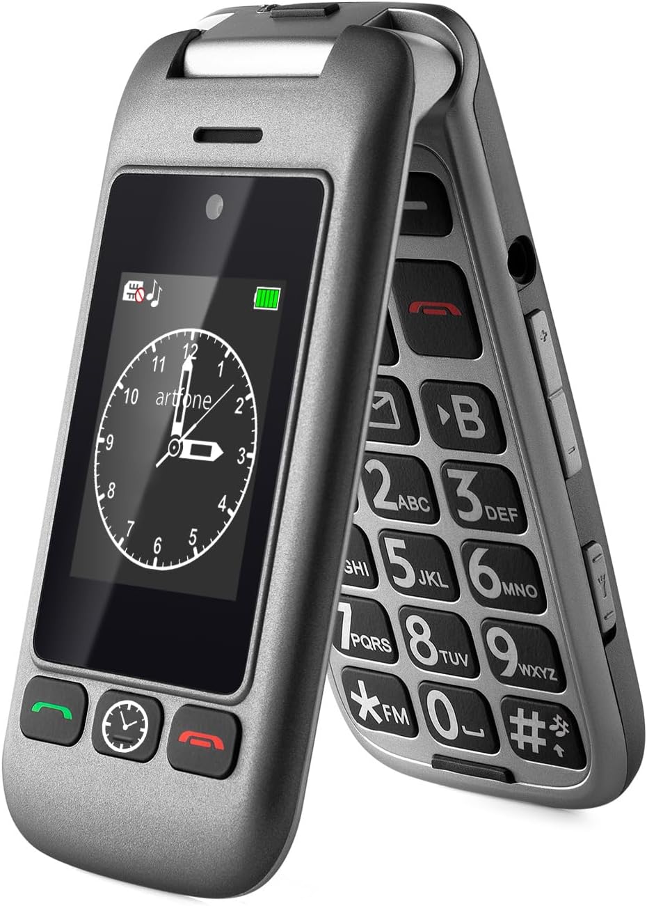 4G SIM-Free Foldable Mobile Phone for The Elderly with Big Button, LTE Easy to Use Basic Flip Senior Phone with SOS Button,Camera,Loud Volume,Charging Dock and Flashlight